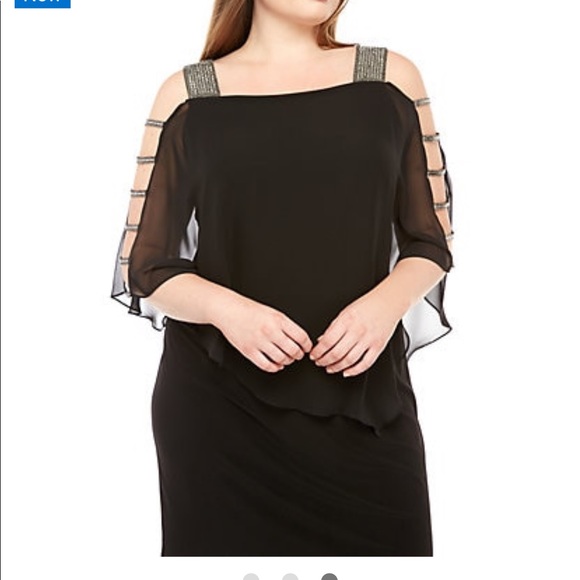 MSK Women Black Chiffon Overlay Cocktail Party Holiday Sheath Dress Comfortable - Picture 3 of 8